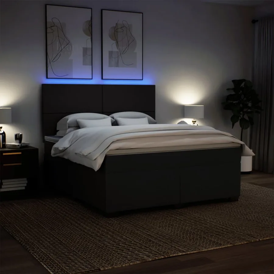 Sommier à lattes de lit avec matelas Noir 180x200 cm Tissu - 5