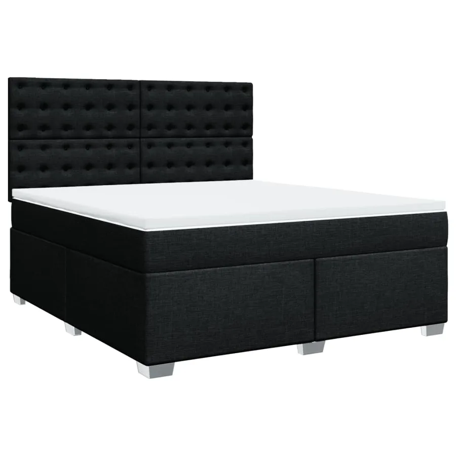 Sommier à lattes de lit avec matelas Noir 180x200 cm Tissu - 3