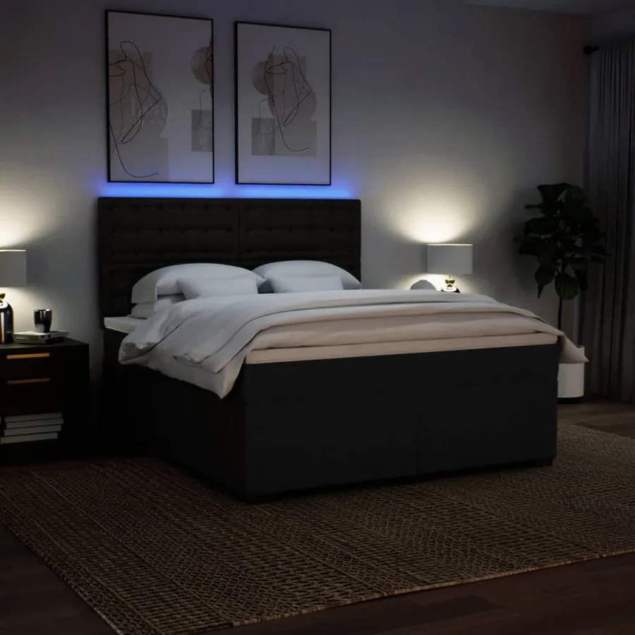 Sommier à lattes de lit avec matelas Noir 180x200 cm Tissu - 5