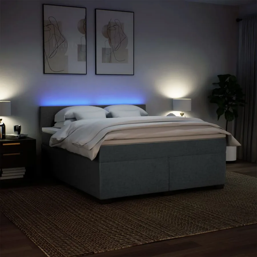 Sommier à lattes de lit avec matelas Gris foncé 180x200cm Tissu - 5
