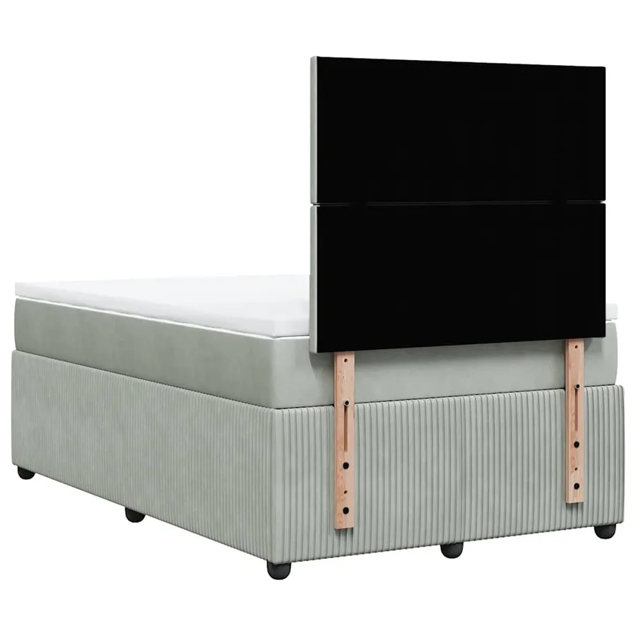 Sommier à lattes de lit et matelas gris clair 120x190cm velours - 6