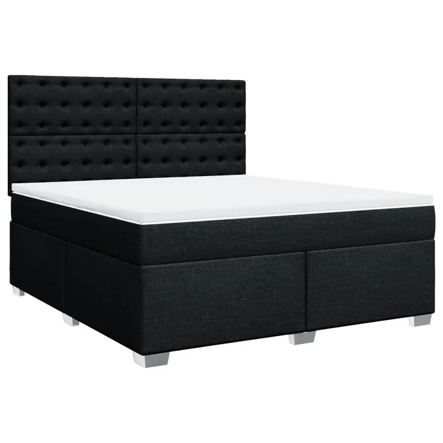 Sommier à lattes de lit avec matelas Noir 180x200 cm Tissu - 2