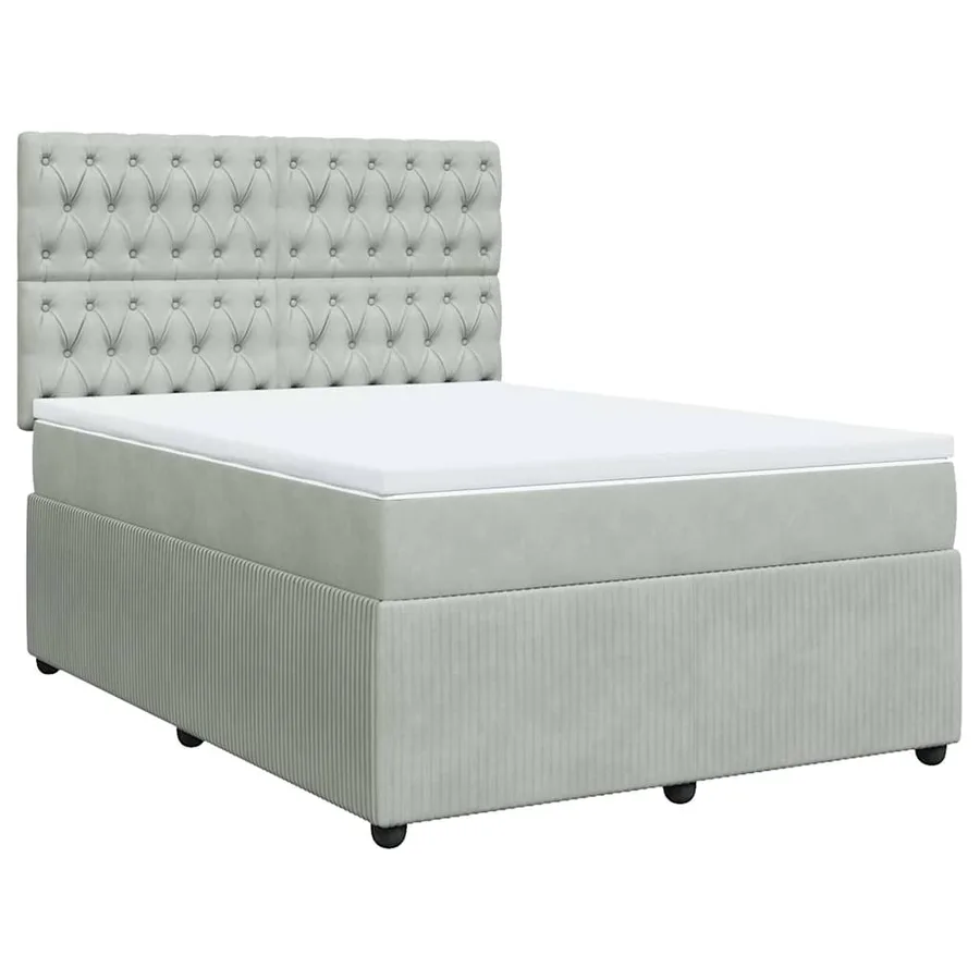 Sommier à lattes de lit et matelas Gris clair 140x200cm Velours - 2