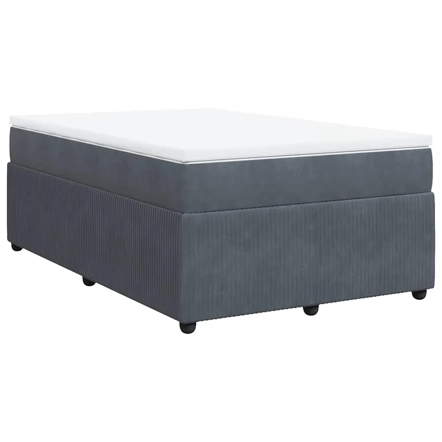 Sommier à lattes de lit et matelas gris foncé 120x190cm velours - 2