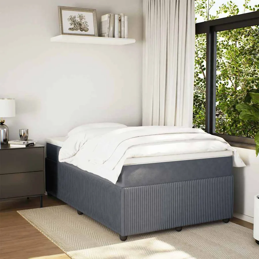 Sommier à lattes de lit et matelas gris foncé 120x190cm velours - 3