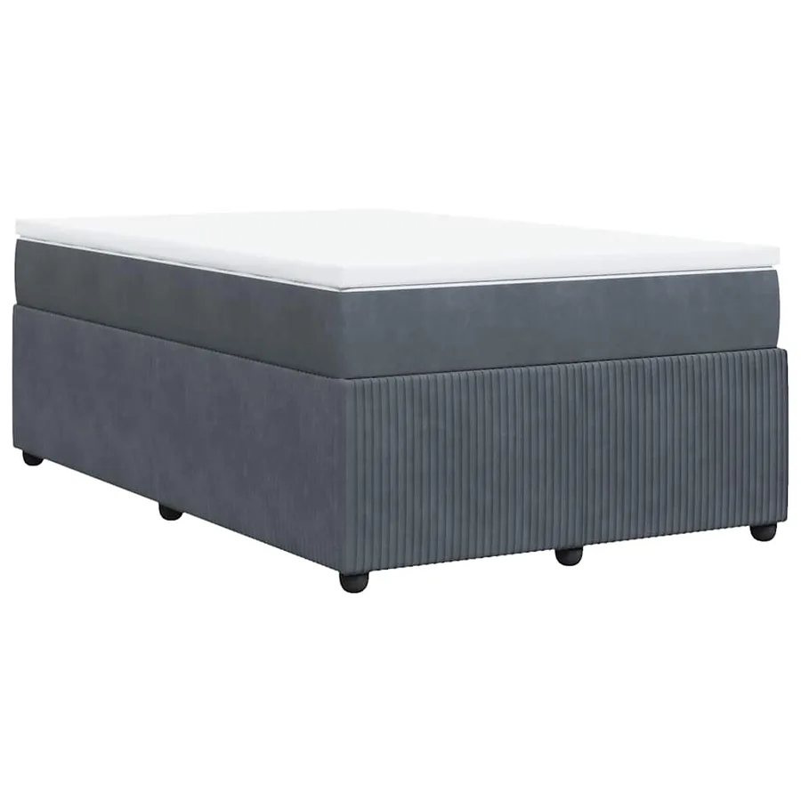 Sommier à lattes de lit et matelas gris foncé 120x190cm velours - 9