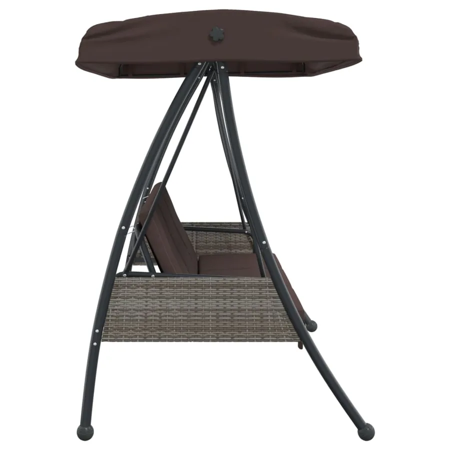 Balancelle de jardin avec auvent réglable marron café acier - 6