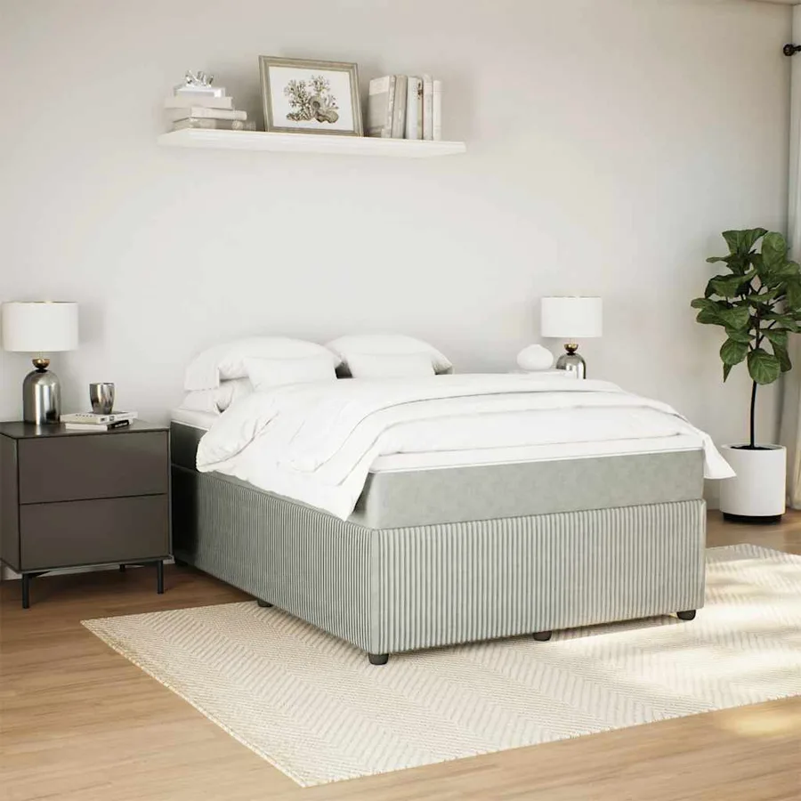 Sommier à lattes de lit et matelas Gris clair 140x190cm Velours - 3