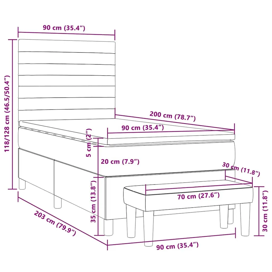 Sommier à lattes de lit avec matelas Marron foncé 90x200 cm - 8