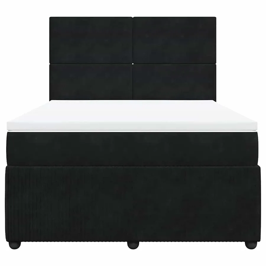 Sommier à lattes de lit avec matelas Noir 140x190 cm Velours - 4