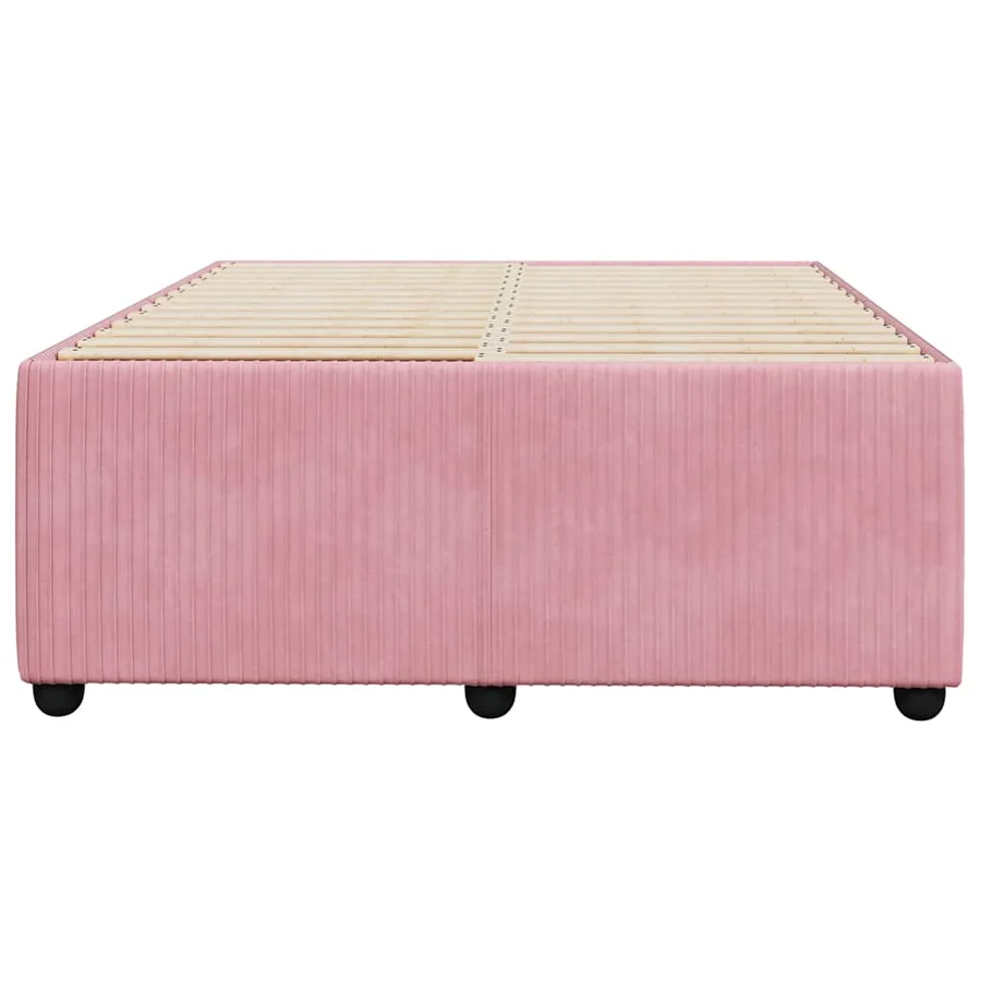 Cadre de lit sans matelas rose 120x200 cm velours - 4