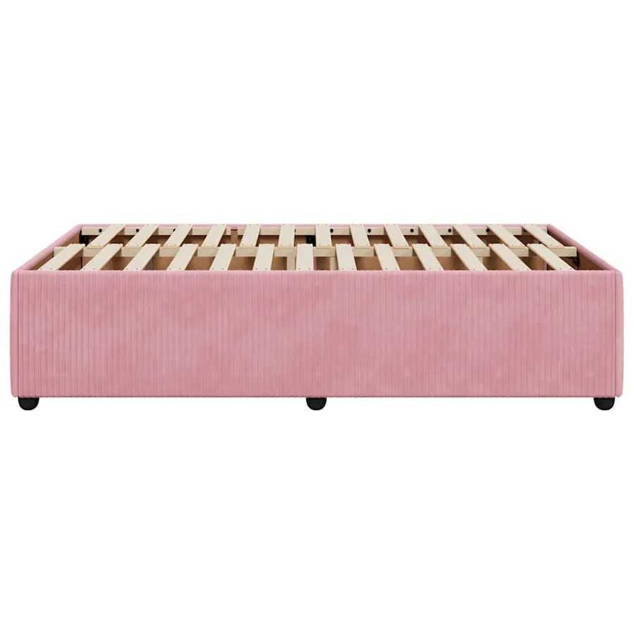 Cadre de lit sans matelas rose 120x200 cm velours - 5
