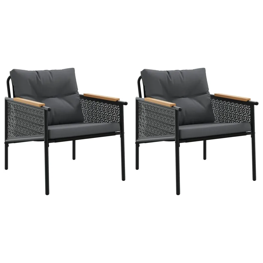 Chaises de jardin avec coussins lot de 2 noir acier - 2