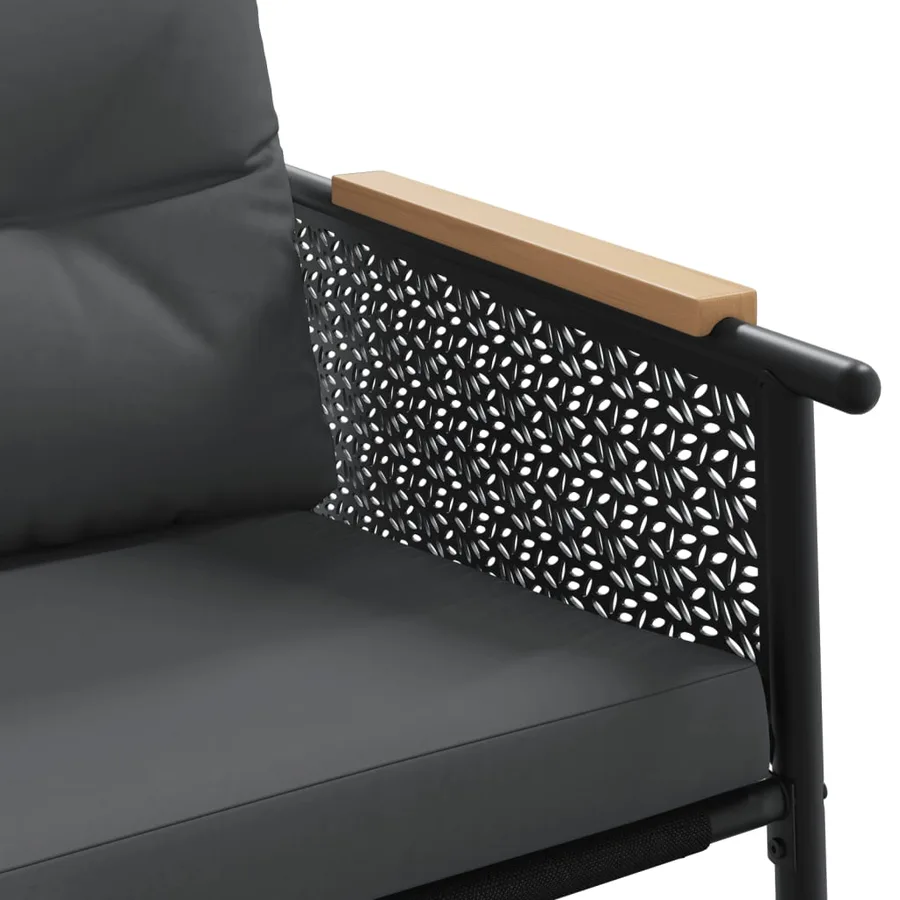 Chaises de jardin avec coussins lot de 2 noir acier - 7