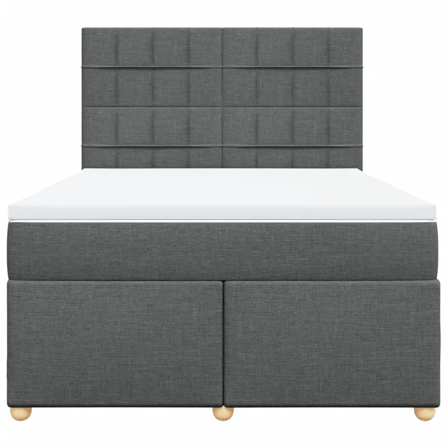 Sommier à lattes de lit avec matelas Gris foncé 140x200cm Tissu - 6