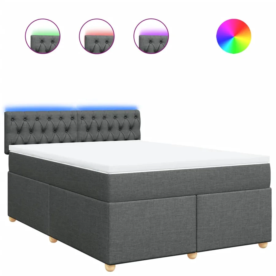Sommier à lattes de lit avec matelas Gris foncé 140x200cm Tissu - 2