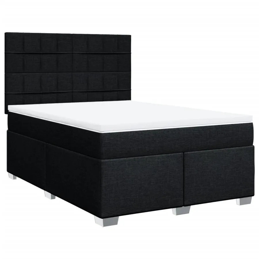 Sommier à lattes de lit avec matelas Noir 160x200 cm Tissu - 3
