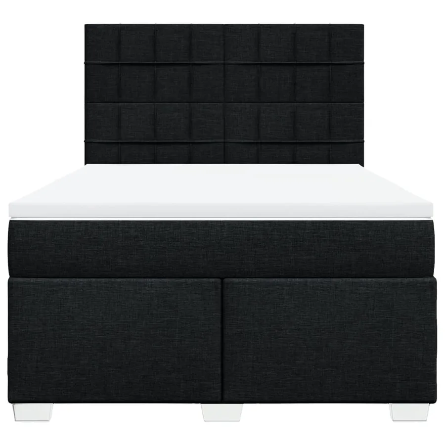 Sommier à lattes de lit avec matelas Noir 160x200 cm Tissu - 6