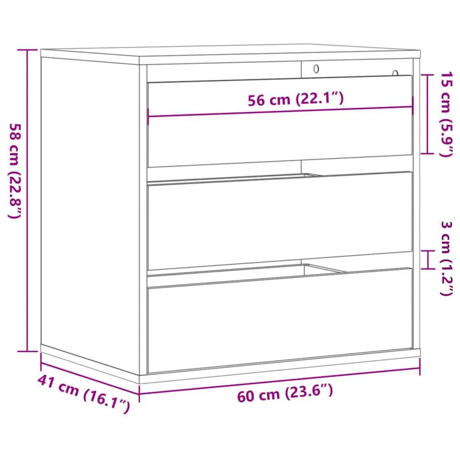 Commode d'angle chêne artisanal 60x41x58 cm bois d'ingénierie - 10