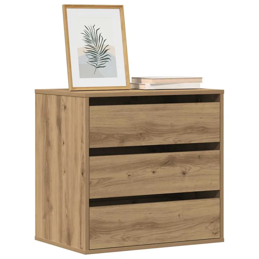 Commode d'angle chêne artisanal 60x41x58 cm bois d'ingénierie - 3
