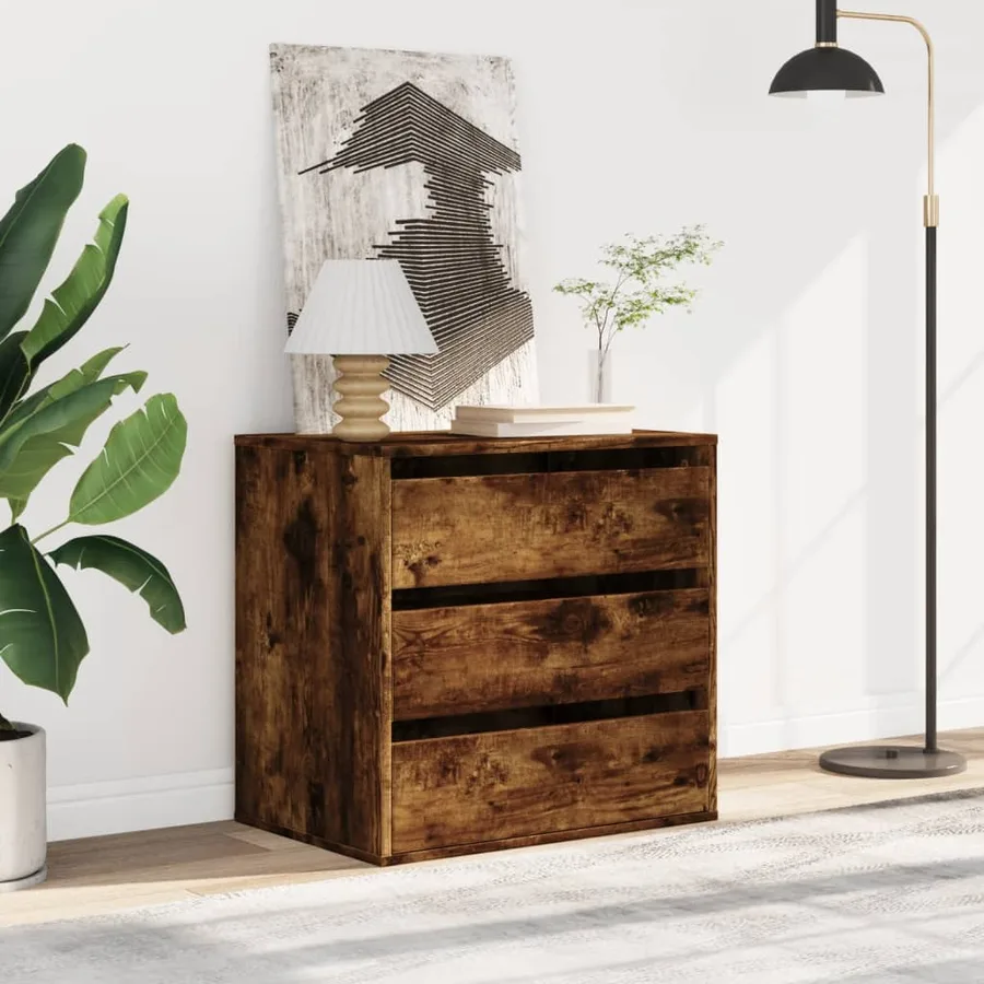 Commode d'angle chêne fumé 60x41x58 cm bois d'ingénierie - 3