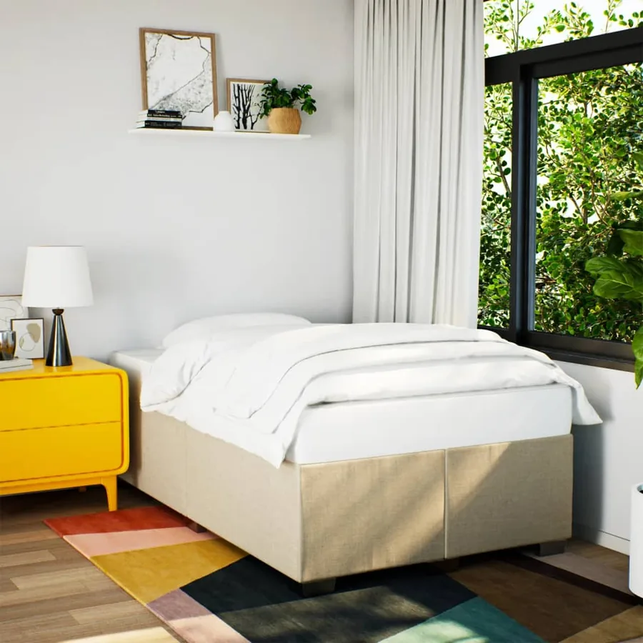 Cadre de lit sans matelas crème 120x190 cm tissu