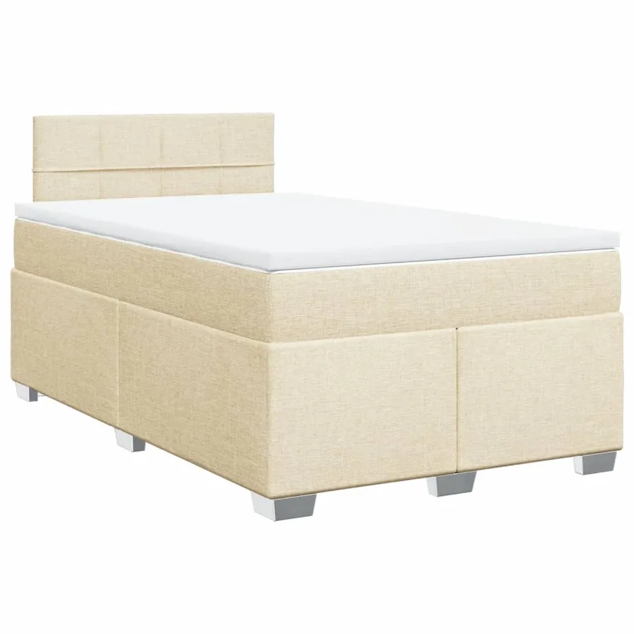 Sommier à lattes de lit avec matelas crème 120x190 cm tissu - 2