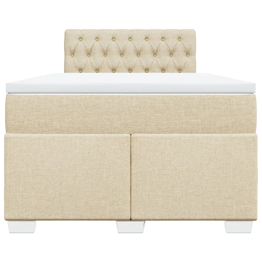 Sommier à lattes de lit avec matelas crème 120x190 cm tissu - 4