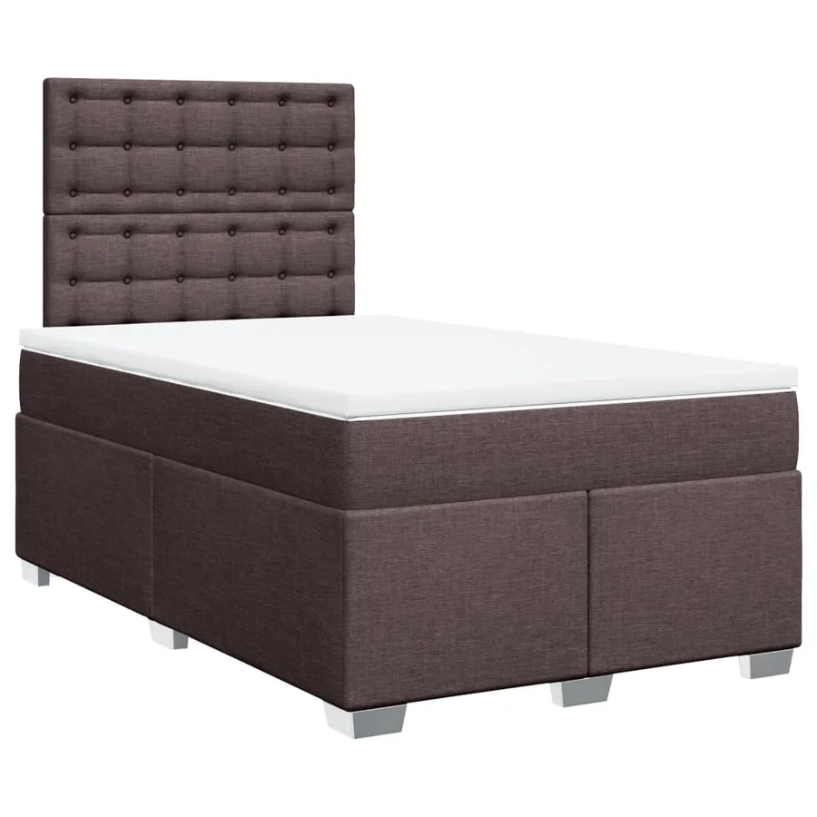 Sommier à lattes de lit et matelas marron foncé 120x190cm tissu - 2
