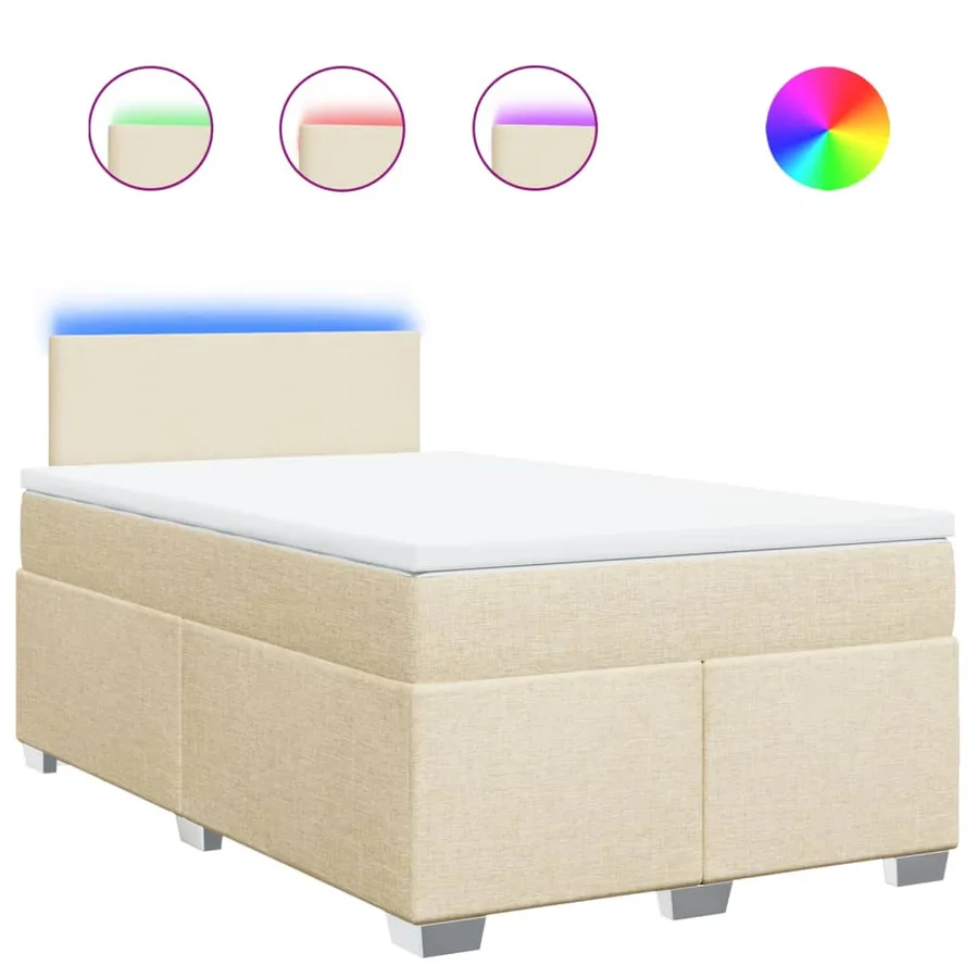 Sommier à lattes de lit avec matelas crème 120x190 cm tissu - 2