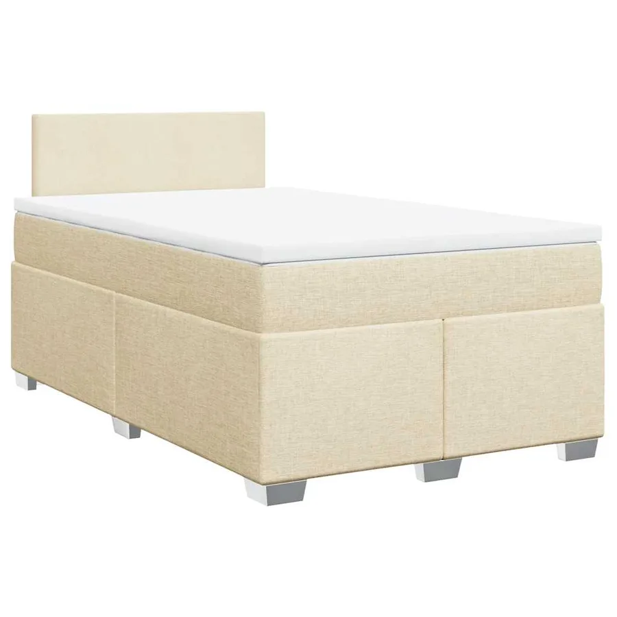 Sommier à lattes de lit avec matelas crème 120x190 cm tissu - 3