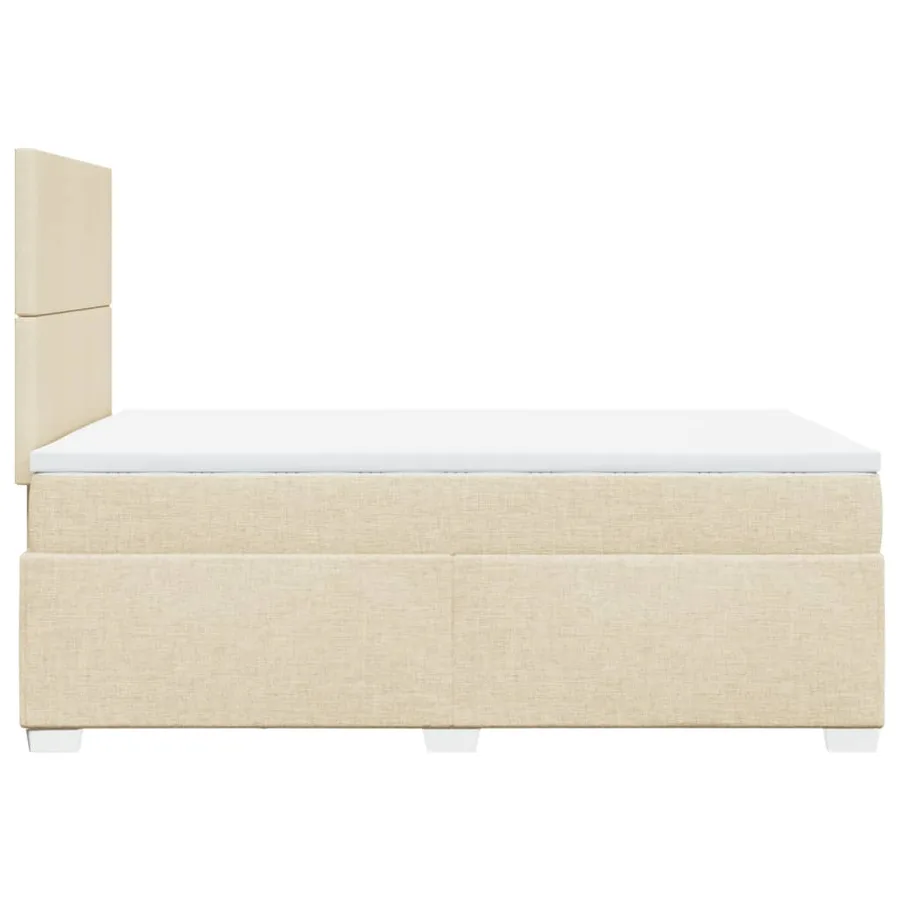Sommier à lattes de lit avec matelas crème 120x190 cm tissu - 9