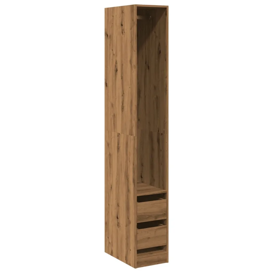 Garde-robe chêne artisanal 30x50x200 cm bois d'ingénierie - 2