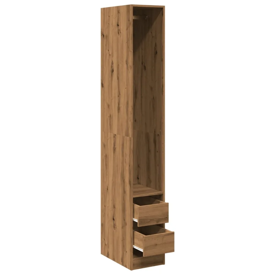 Garde-robe chêne artisanal 30x50x200 cm bois d'ingénierie - 5