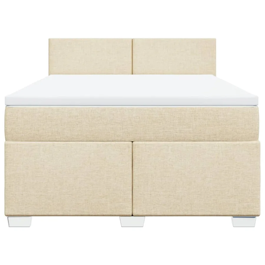 Sommier à lattes de lit avec matelas Crème 160x200 cm Tissu - 4