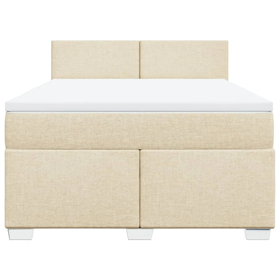 Sommier à lattes de lit avec matelas Crème 160x200 cm Tissu - 6