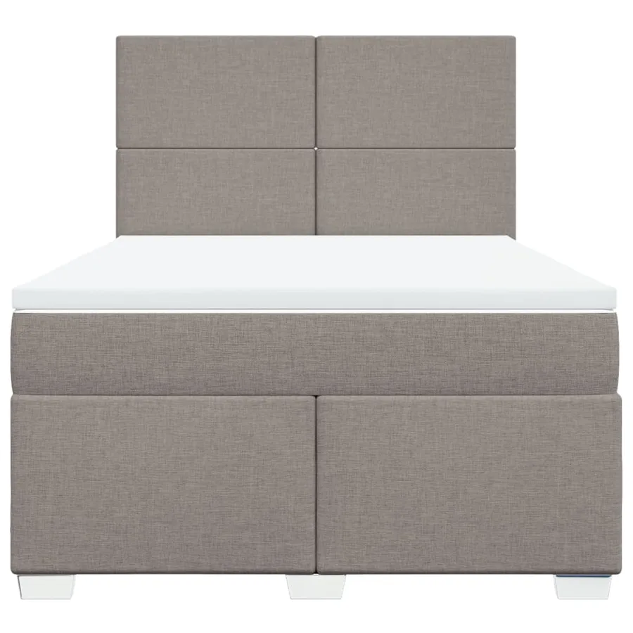 Sommier à lattes de lit avec matelas Taupe 160x200 cm Tissu - 4