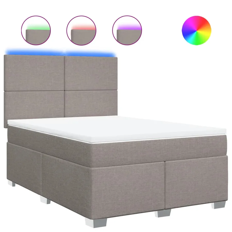 Sommier à lattes de lit avec matelas Taupe 160x200 cm Tissu - 2