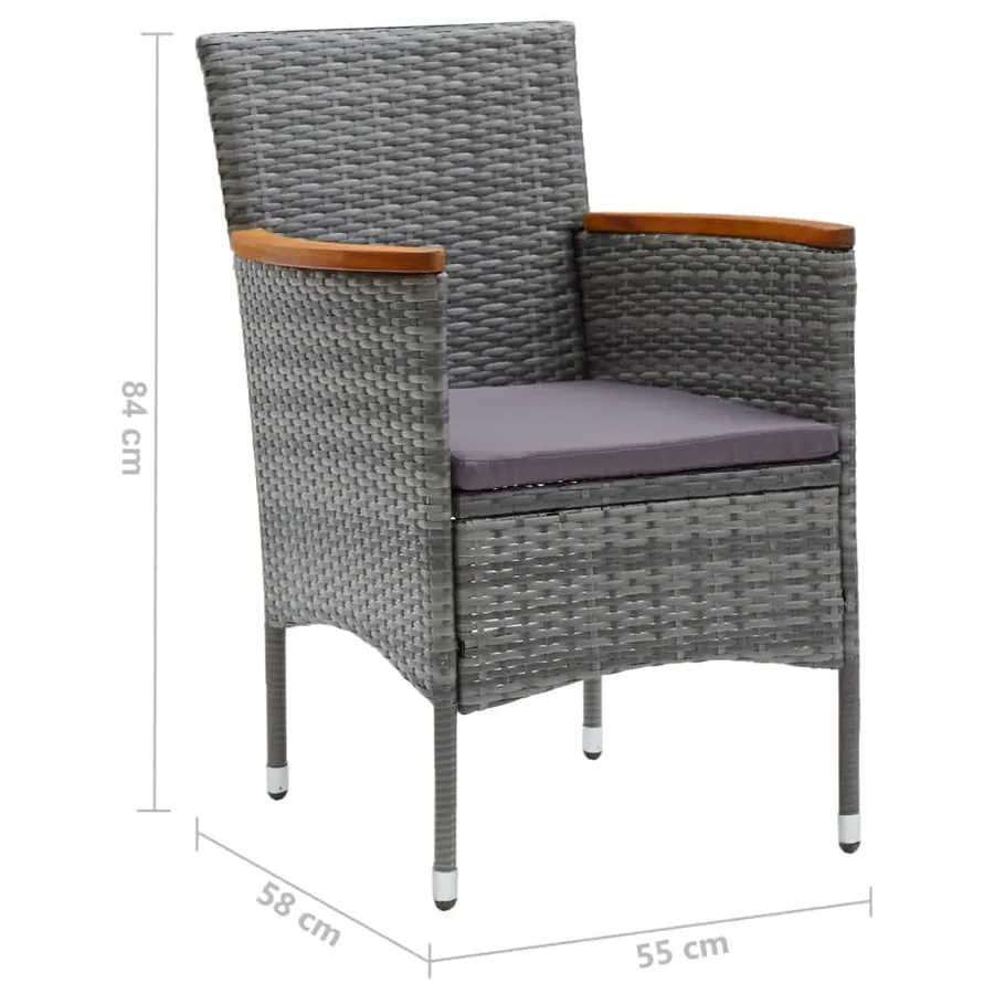 Ensemble à manger de jardin coussins 5pcs Résine tressée Gris - 11