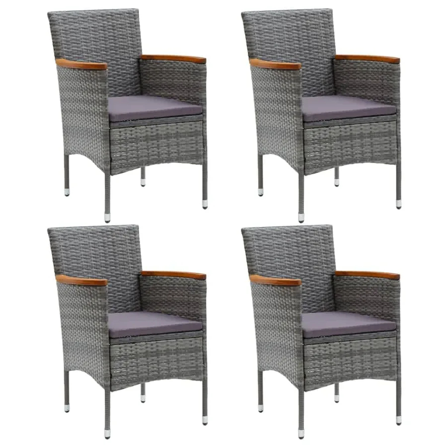 Ensemble à manger de jardin coussins 5pcs Résine tressée Gris - 3