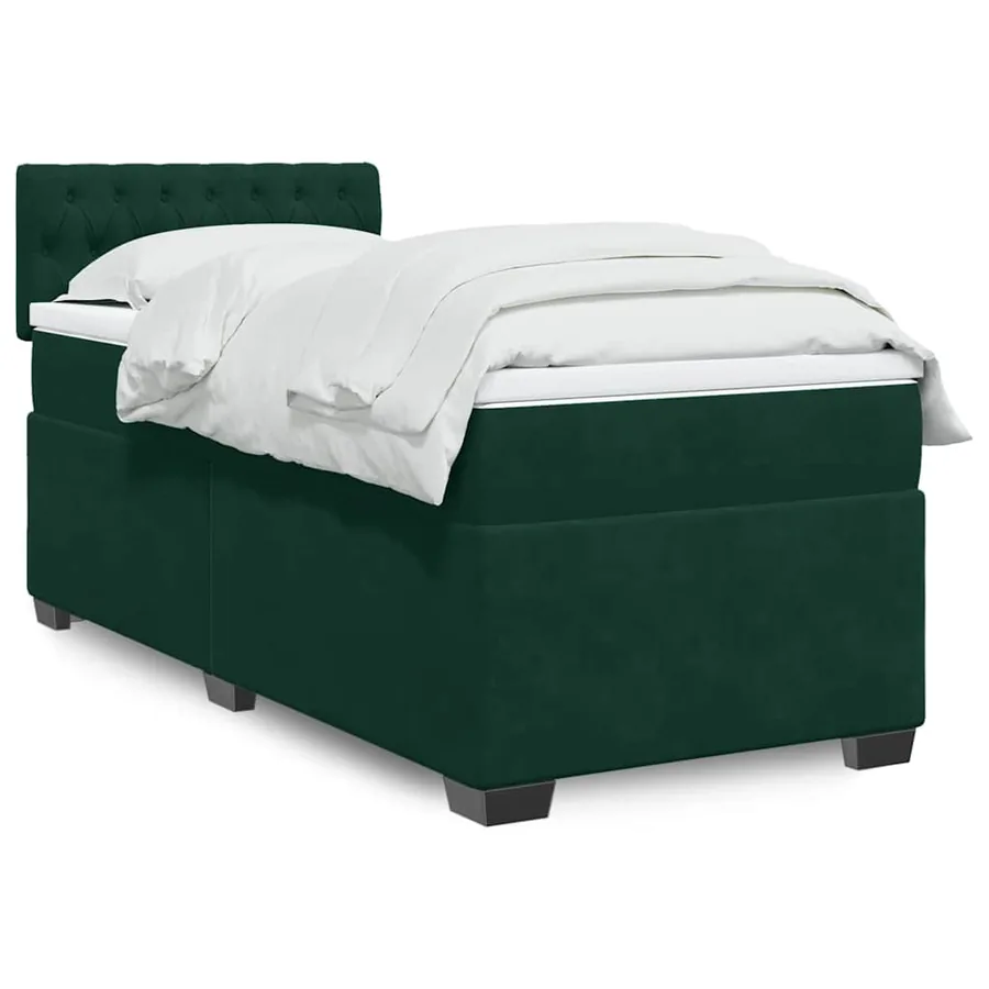 Sommier à lattes de lit avec matelas Vert foncé 90x190 cm