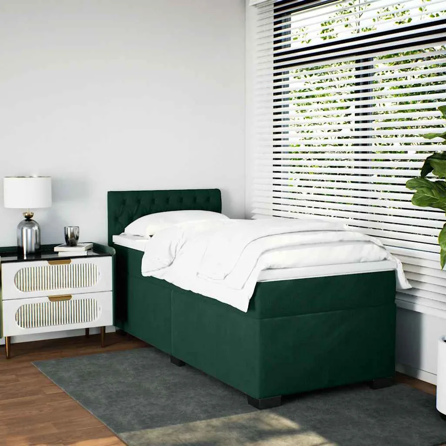 Sommier à lattes de lit avec matelas Vert foncé 90x190 cm - 3