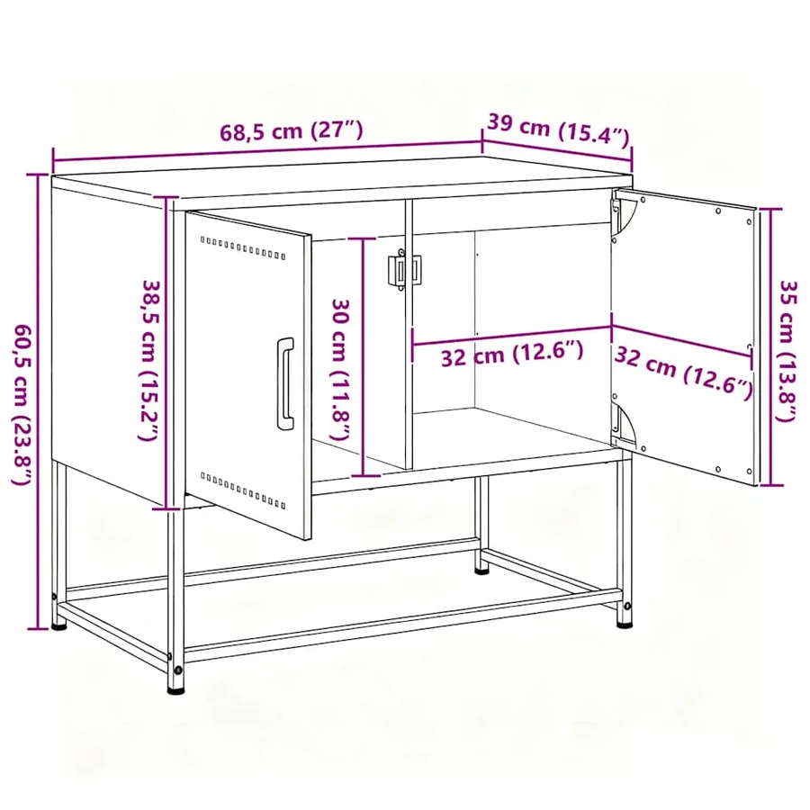 Meuble TV blanc 68,5x39x60,5 cm acier - 12