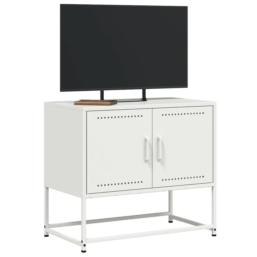 Meuble TV blanc 68,5x39x60,5 cm acier - 4