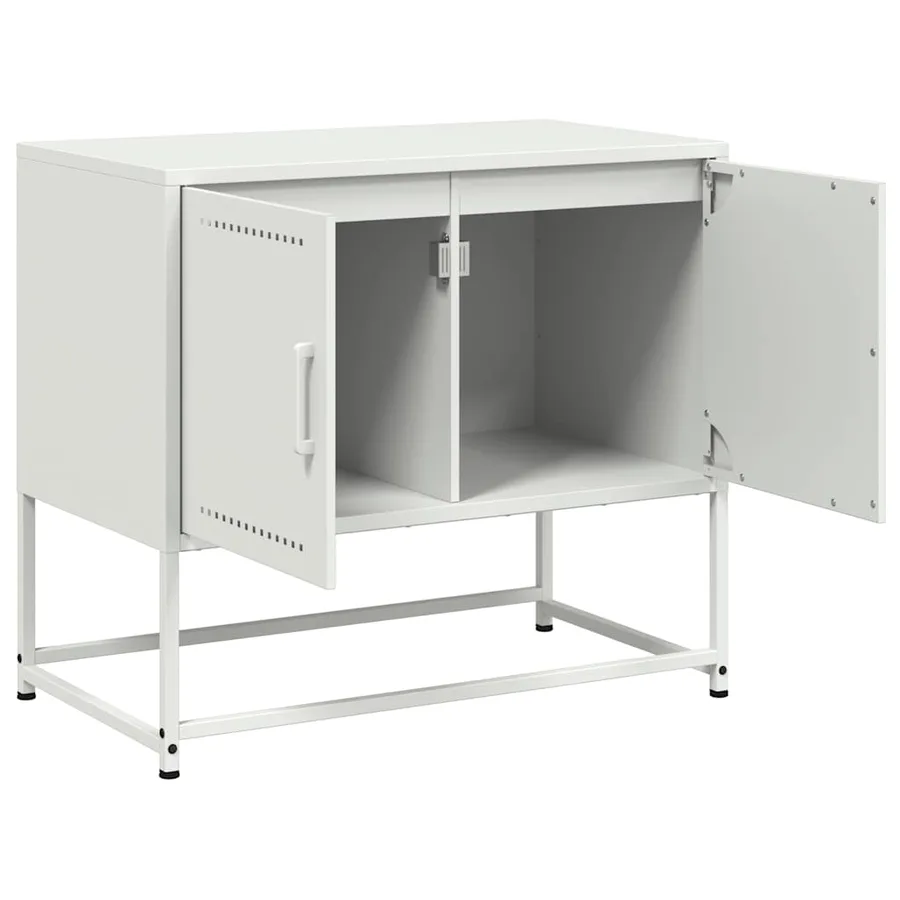Meuble TV blanc 68,5x39x60,5 cm acier - 9