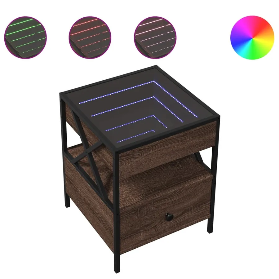 Table basse avec LED Infinity chêne marron 40x40x51 cm - 2