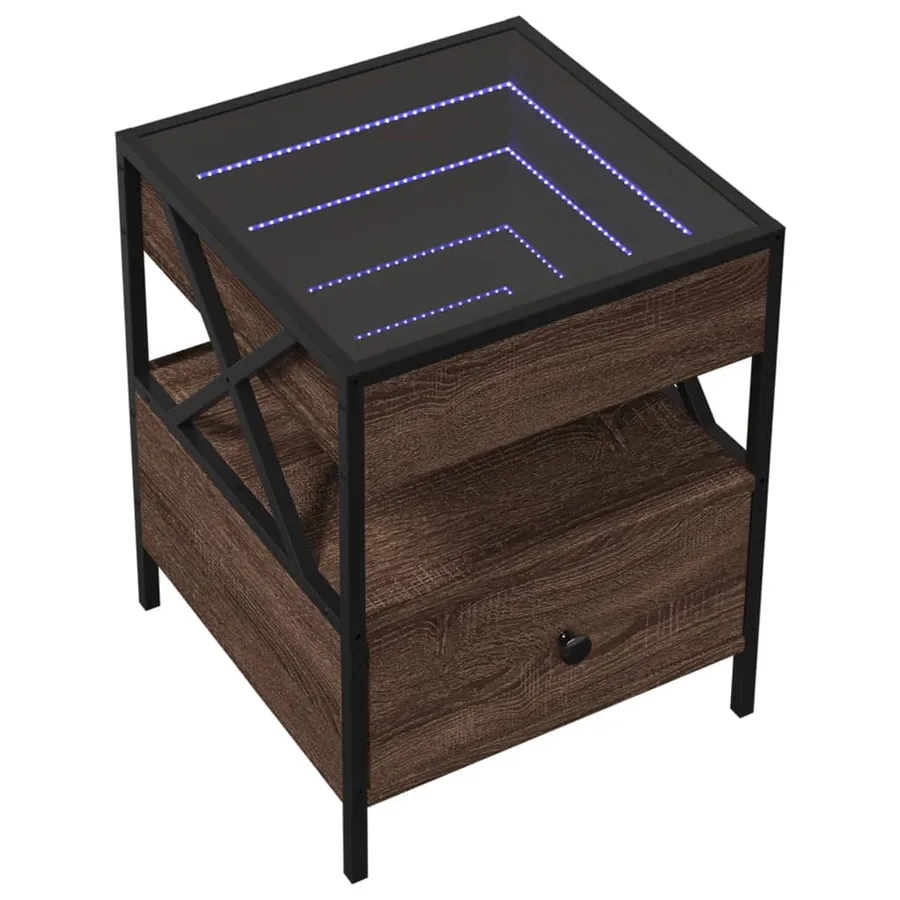 Table basse avec LED Infinity chêne marron 40x40x51 cm - 3