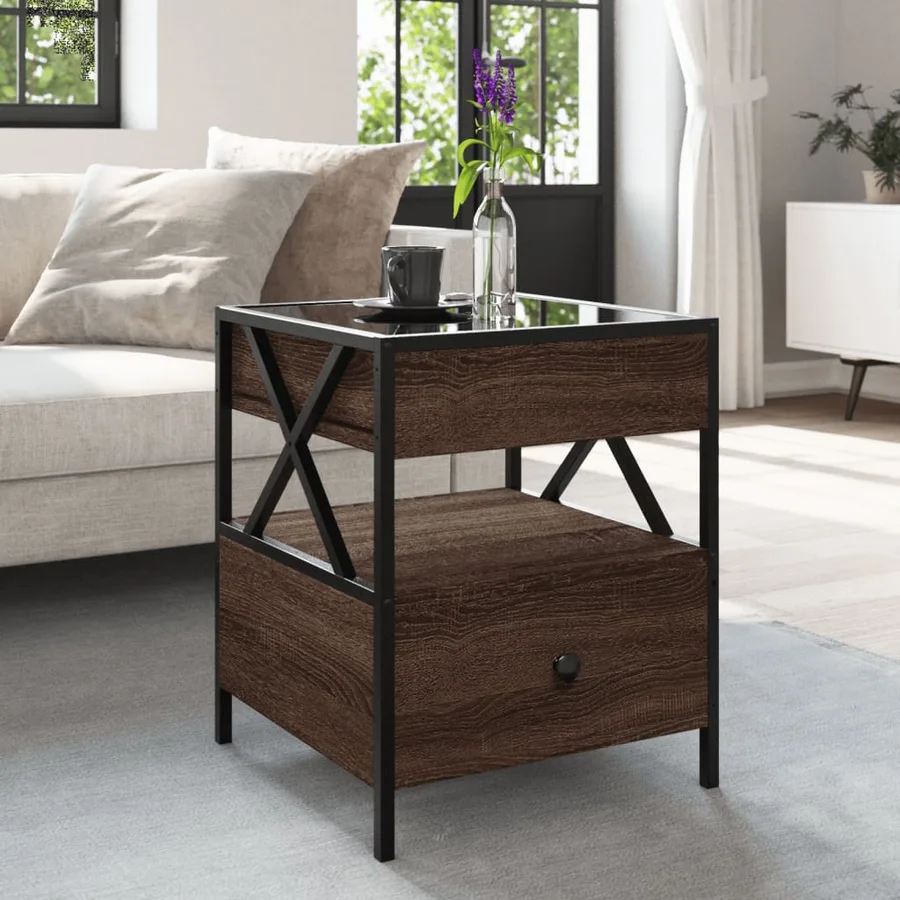 Table basse avec LED Infinity chêne marron 40x40x51 cm - 4