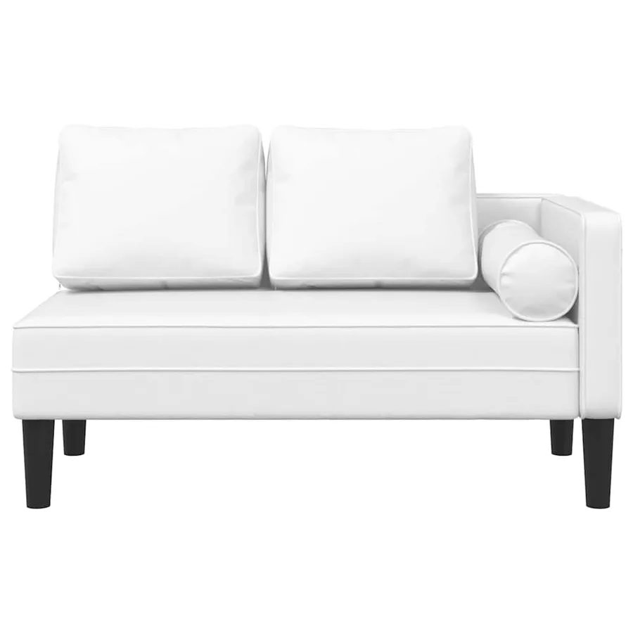 Chaise longue avec coussins blanc similicuir - 3