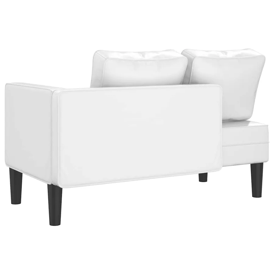 Chaise longue avec coussins blanc similicuir - 5